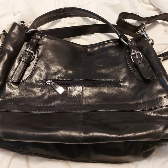 Large black leather purse deals